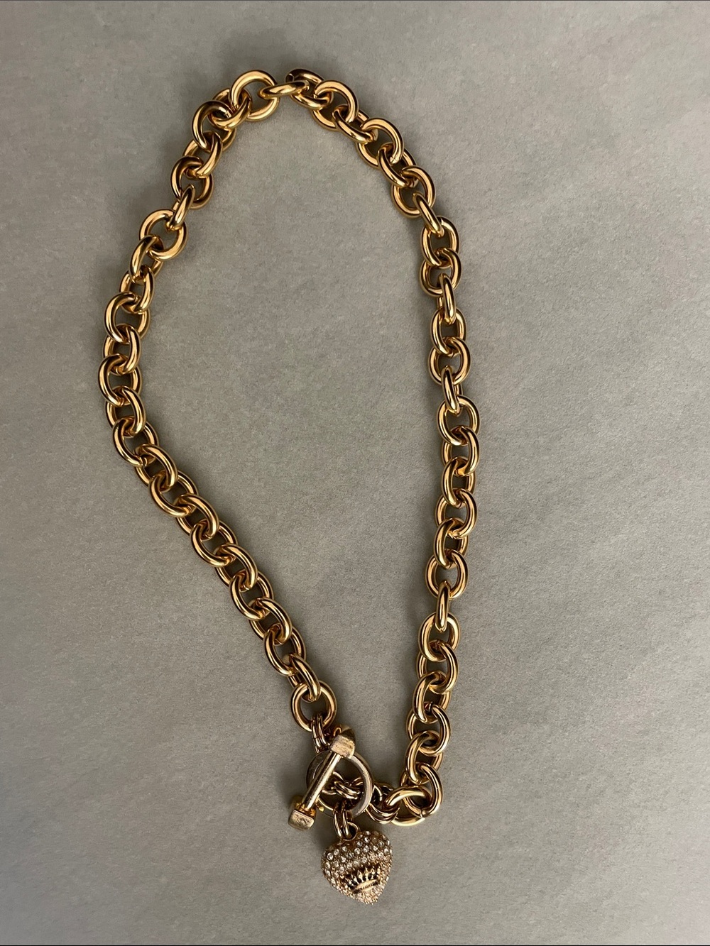 Vintage Juicy Couture Gold-Tone Heart Charm Toggle Necklace - Women Jewelry